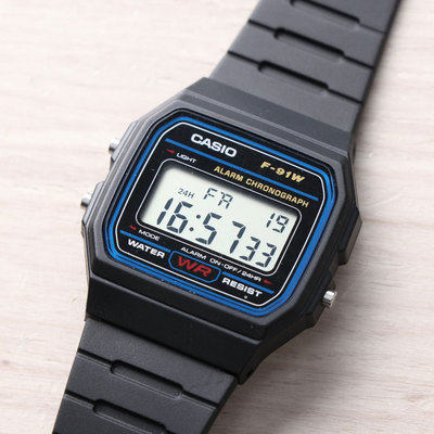 卡西欧复古电子手表f-91w-1d