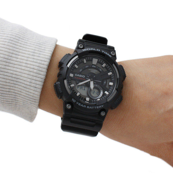 casio卡西欧运动手表aeq-110w-1a黑武士学生防水抗震电子表