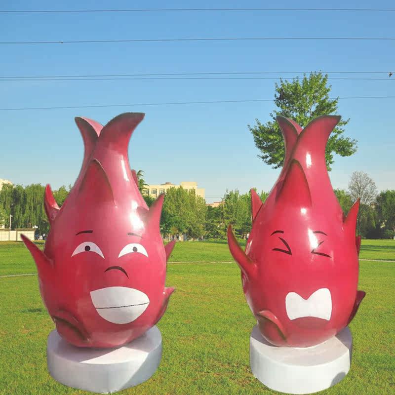 现货玻璃钢卡通搞怪火龙果雕塑 彩绘水果生态园等美陈装饰摆件_不打折