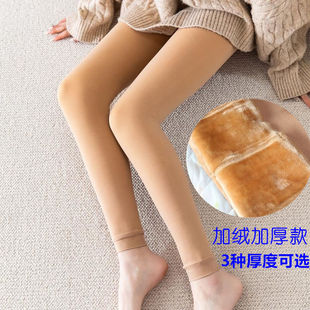 女童肉色九分裤加绒加厚儿童光腿神器肤色打底裤跳舞男童舞蹈裤袜