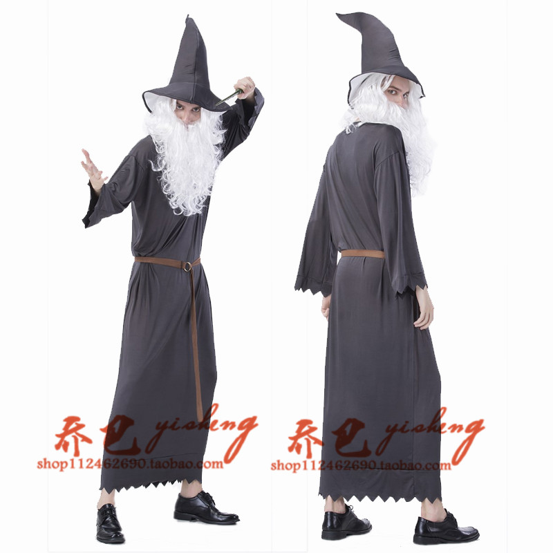 万圣节成人巫师袍cos巫师服恶魔长袍魔戒魔法师服装男女化妆舞会