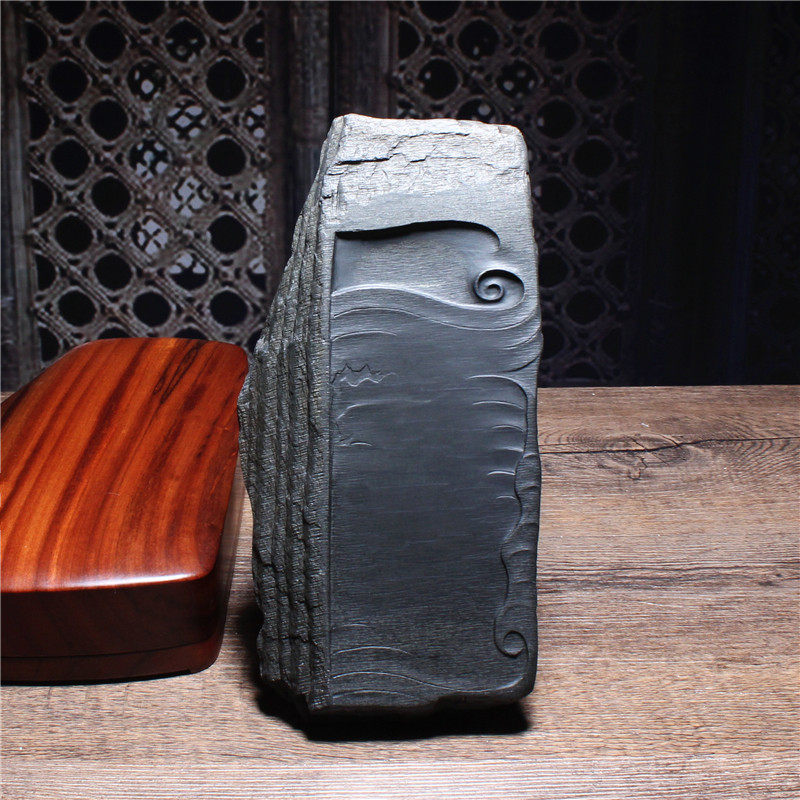 精品老坑罗纹砚台蕉叶图名师名坑名砚歙砚兼端砚收藏艺术文房摆件