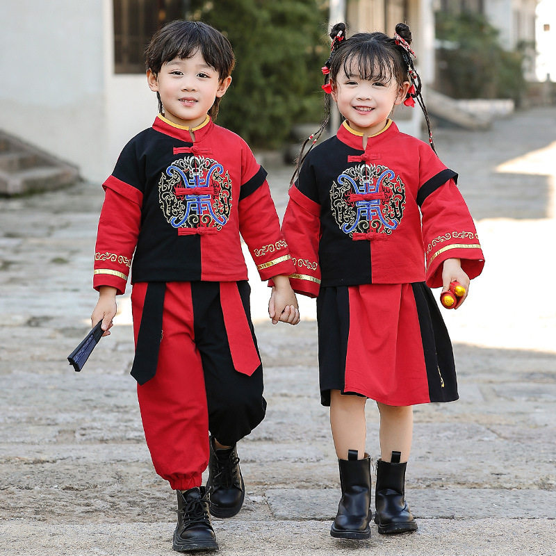 男童唐装中国风儿童元旦喜庆演出服幼儿园大班夹棉年服套装新年服