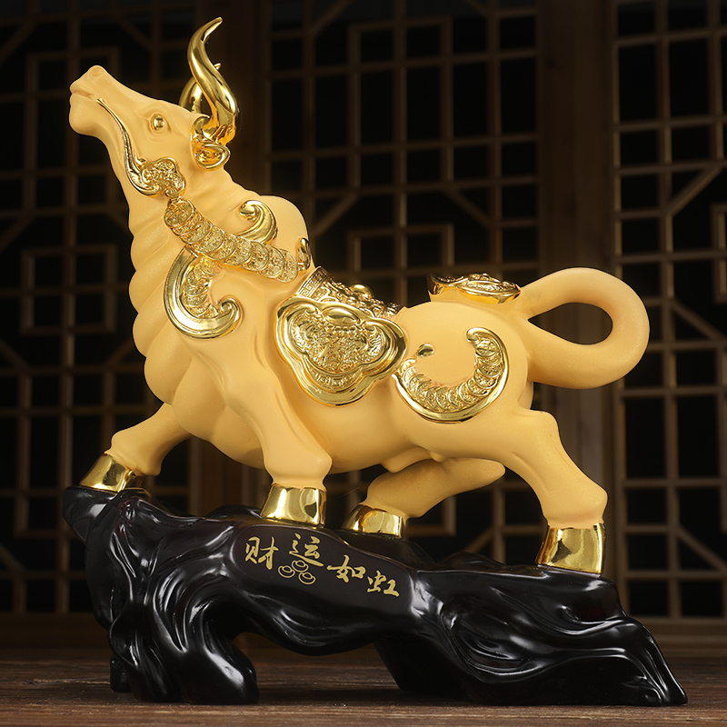 牛气冲天招财牛生肖摆件风水财位前台办公室桌装饰品公司开业礼品