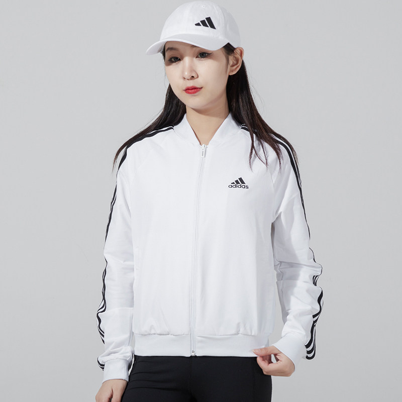 adidas阿迪达斯neo春夏女子薄款荷叶边休闲立领外套dt61646163