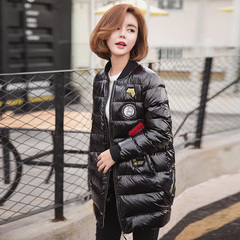 2016冬装新款女装羽绒衣韩版棒球羽绒服女中长款轻薄加厚棉衣外套
