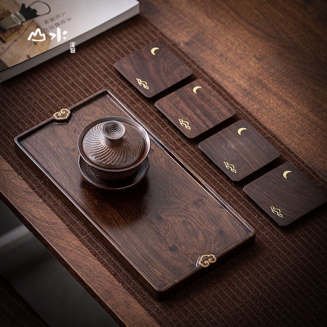 铜木小茶盘干泡茶台壶承家用茶奉盘简约小茶海功夫茶台实木茶托盘