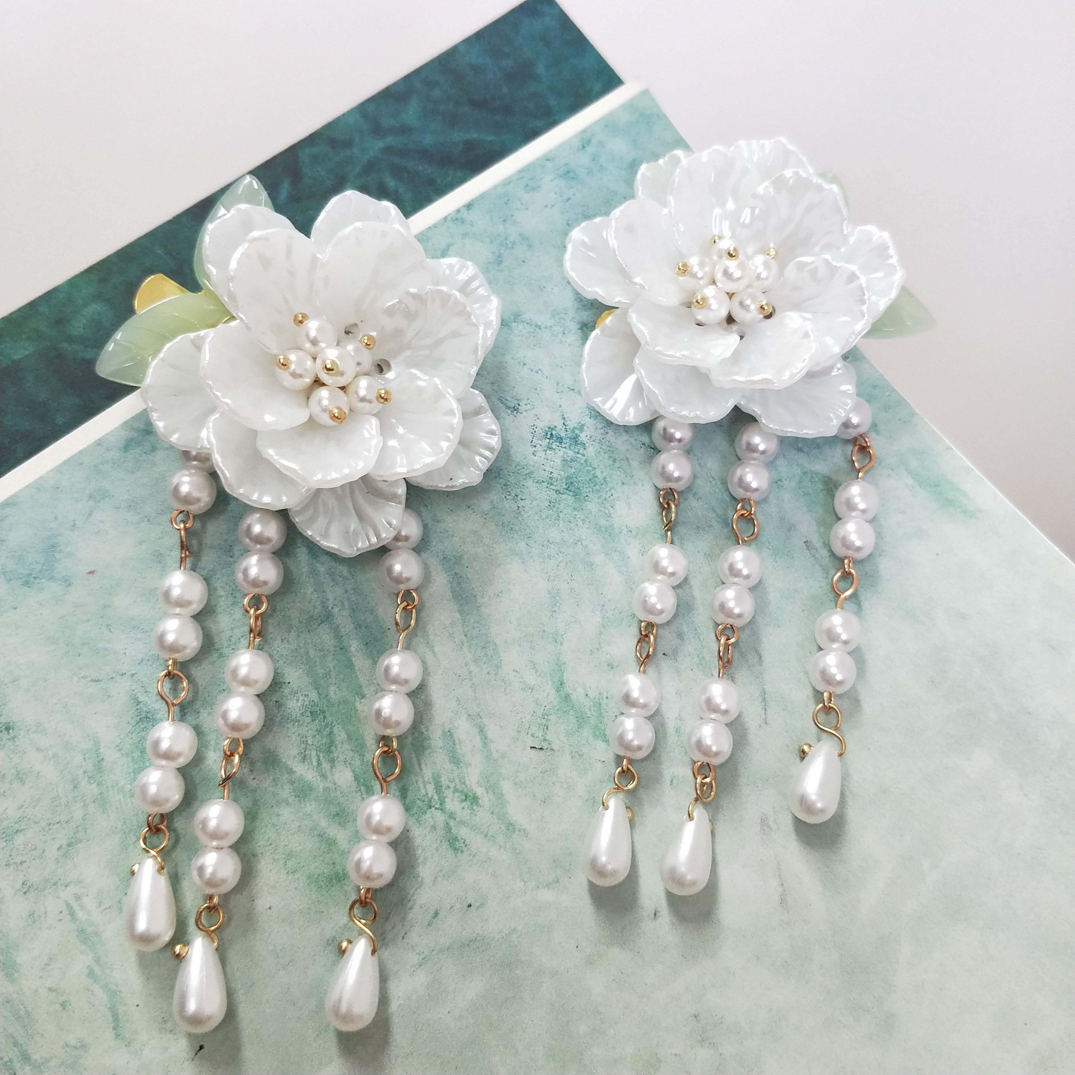 白山茶寻迹原创汉服发饰配饰发夹流苏小白茶古装发簪旗袍