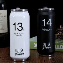 创意易拉罐保温杯大白1314情侣杯卡通保温水杯礼品定制logo