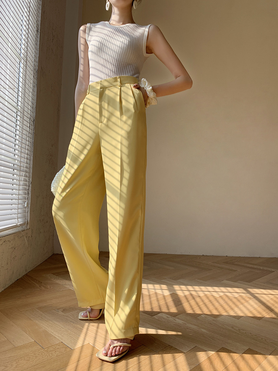 maggie han 阔腿裤女高腰垂感夏季薄款宽松直筒显瘦拖地裤西装裤