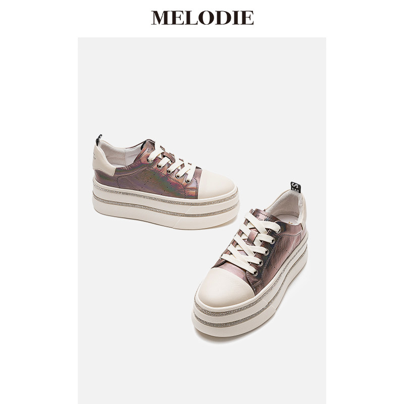 麦露迪女鞋2019新款真皮水钻松糕厚底鞋女百搭潮款休闲鞋子mcj338