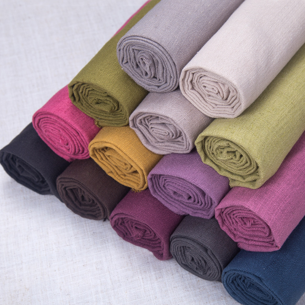 高档纯色面料棉麻加厚亚麻素色沙发布料批发防尘老粗布桌布背景布