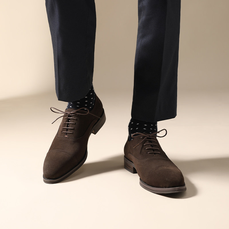 爱革仕磨砂反绒男鞋四季款欧版真皮男士牛津鞋商务休闲翻毛皮鞋男