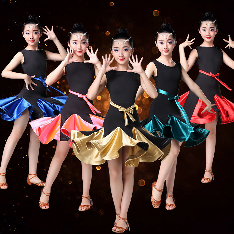 女童夏季少儿拉丁舞服装儿童女孩专业比赛规定服演出表演舞裙练功