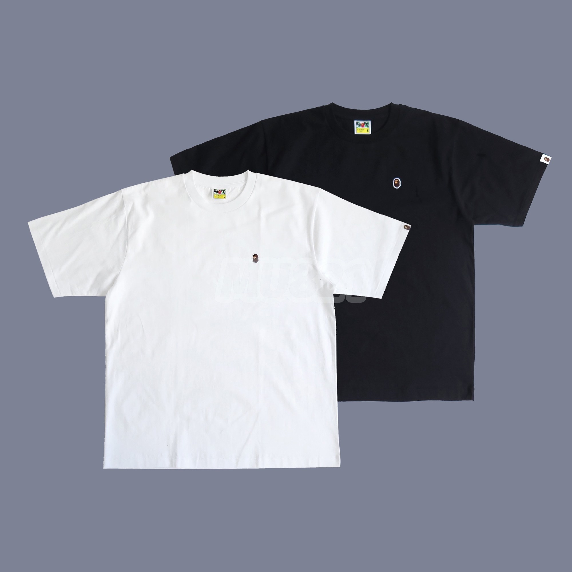 mu821现货bape head one point tee刺绣猿人头小标短袖t恤纯色潮
