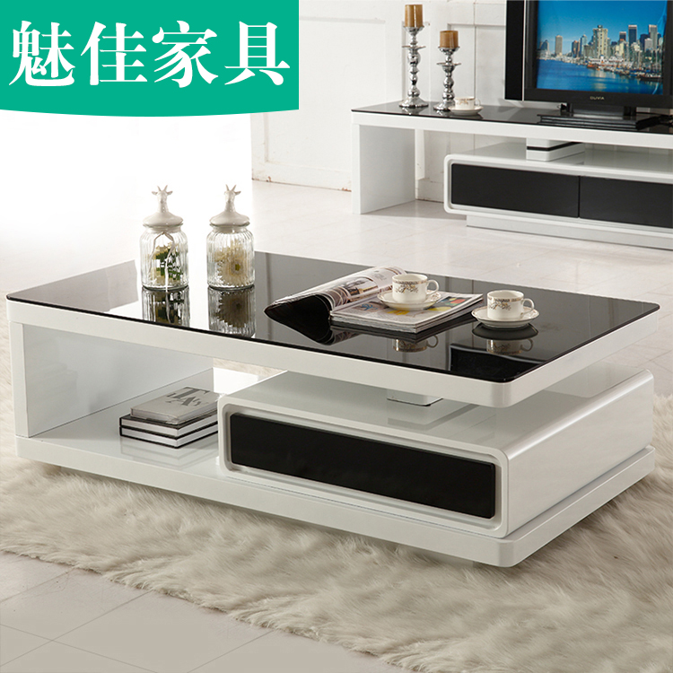 现代简约茶几电视柜组合客厅小户型黑白配烤漆钢化玻璃可伸缩套装|msdalam kategori perabot kediaman, beberapa kategori, meja teh - dari Buy2taobao.com untuk memberikan perkhidmatan ejen Taobao profesional membeli