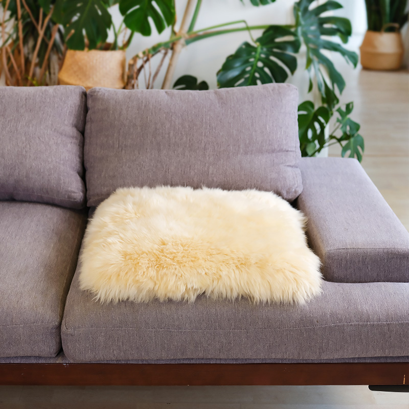AUSKIN 澳洲羊毛沙发坐垫 皮毛一体真皮北欧客厅单人欧式沙发垫