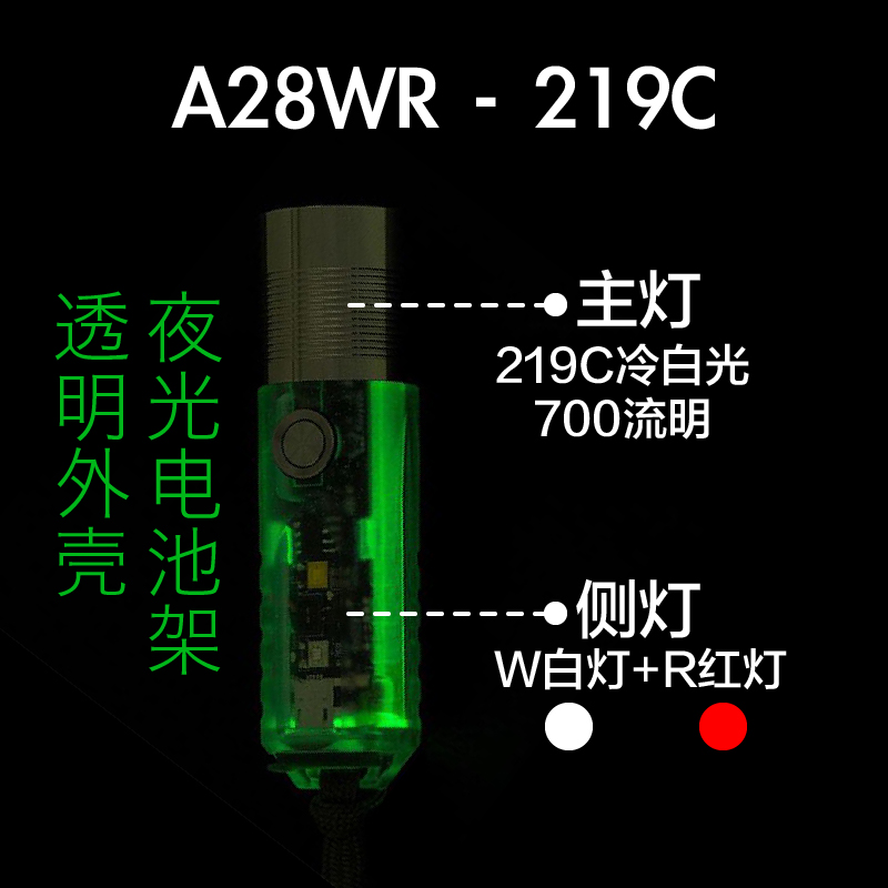 新RovyVon锐孚A25 A28迷你EDC夜光便携充电强光防水黑科技小手电