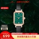 天王轻奢小方表绿表31283方形小众石英女表高颜值学生手表