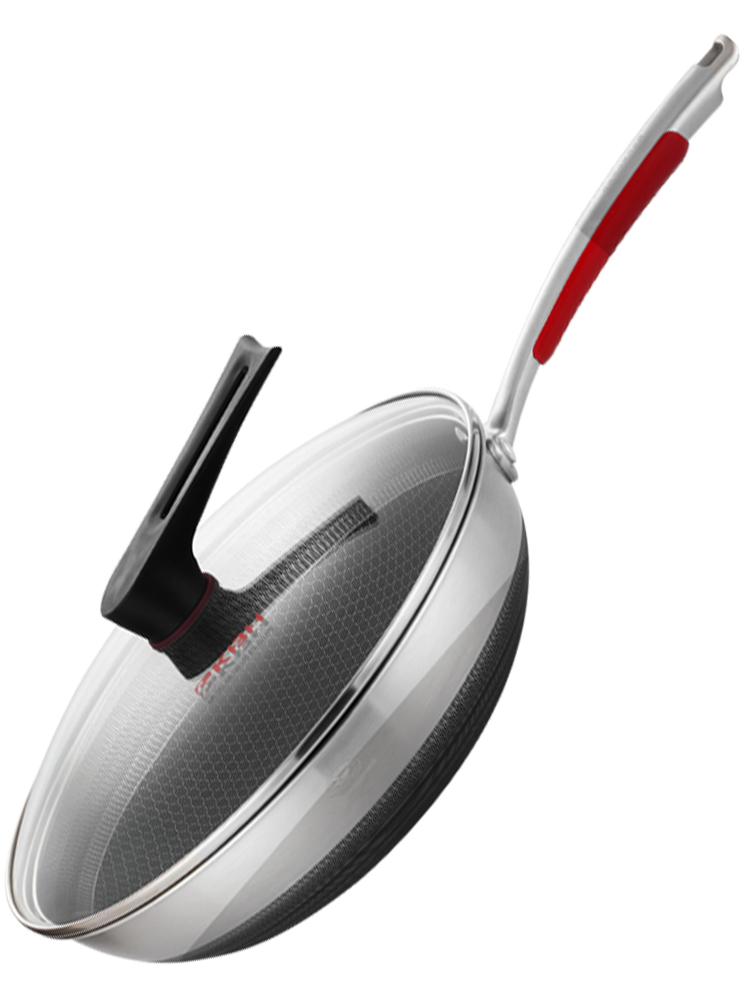 康巴赫不粘锅第四代炒锅316l不锈钢旗舰款双面三代炒菜锅官方正品