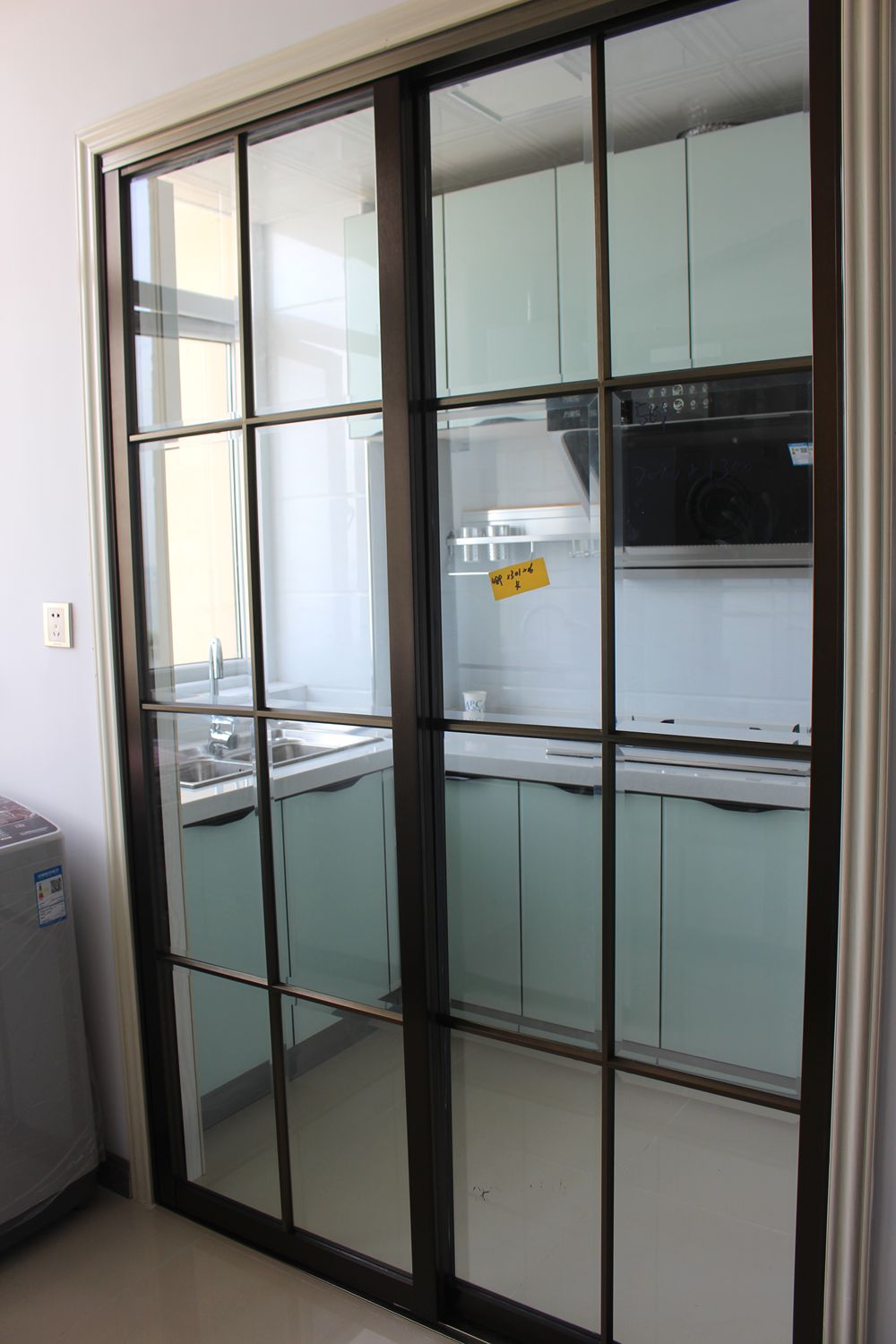 武汉格子玻璃推拉门移门定做厨房客厅阳台门衣柜卫生间钛镁铝合金