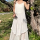 夏季绝美白色连衣裙仙气飘飘连衣裙设计感小众小个子显高长裙法式