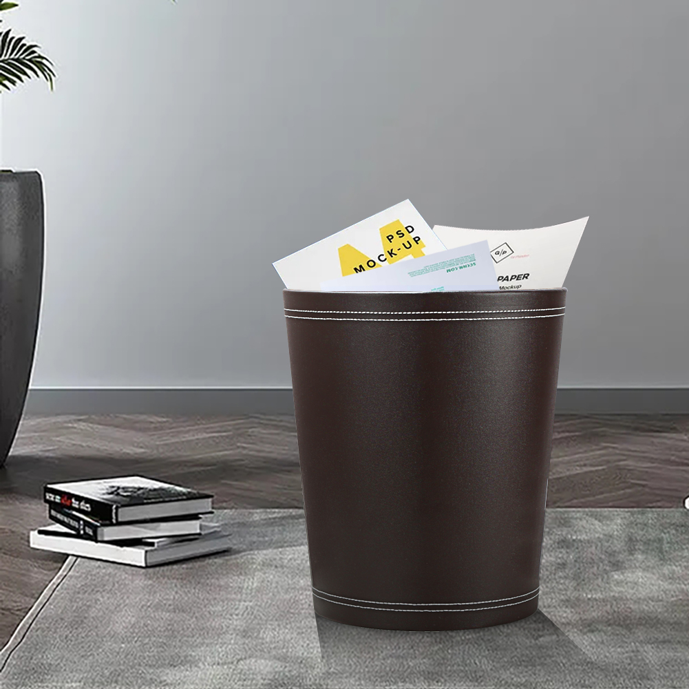 皮革无盖垃圾桶纸篓办公用品清洁用品创意垃圾桶直筒 家用脏衣篮