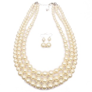 欧美纯手工珍珠时尚夸张女士串珍珠锁骨多层项链女气质装饰配饰品