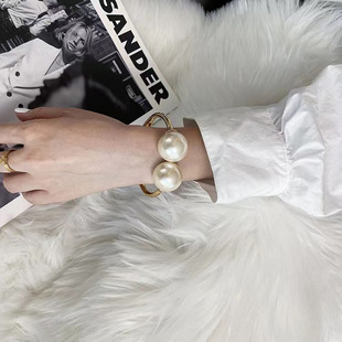 欧美时尚珍珠开口手镯女潮个性高级感手环夸张复古摄影装饰品手饰