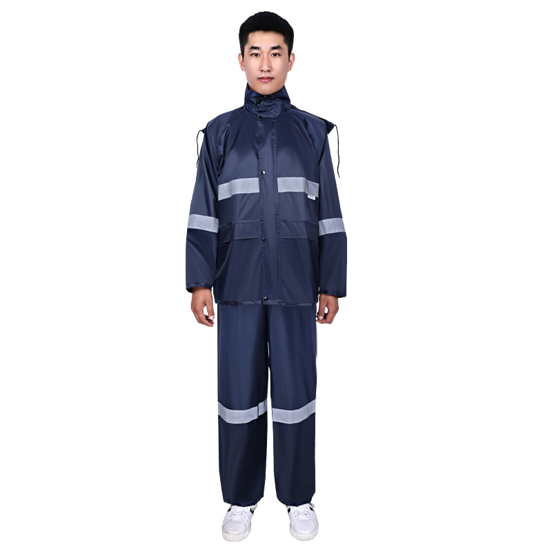 SAFEMAN 藏青带反光条 户外防水安全警示服反光雨衣QB/T4999-2016