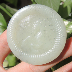 方言佩戴级精品新疆和田玉点墨青花10万手镯芯籽料马上有福吊坠h