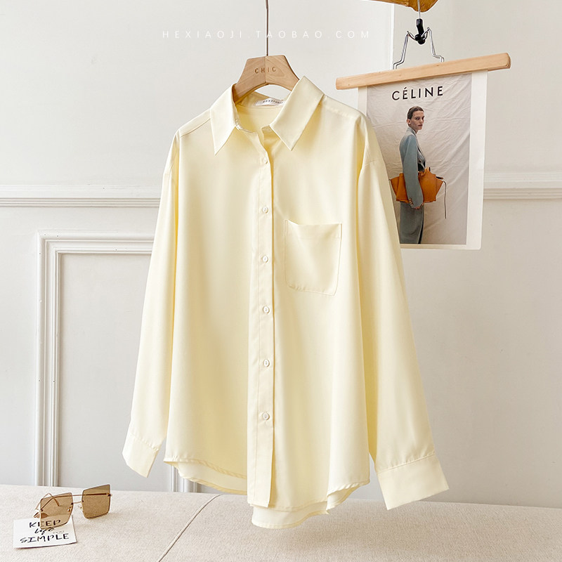 设计感小众法式奶油淡黄色衬衫女夏季初秋宽松慵懒垂质感鹅黄上衣