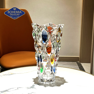 捷克进口BOHEMIA水晶玻璃花瓶欧式手工彩色时尚装饰轻奢送礼花瓶