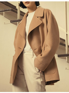 韩国代购直邮mind bridge金高银画报五折保暖腰带宽松毛呢外套