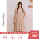 BANANA BABY2025年夏季度假风背带连衣裙女收腰显瘦显高碎花长裙
