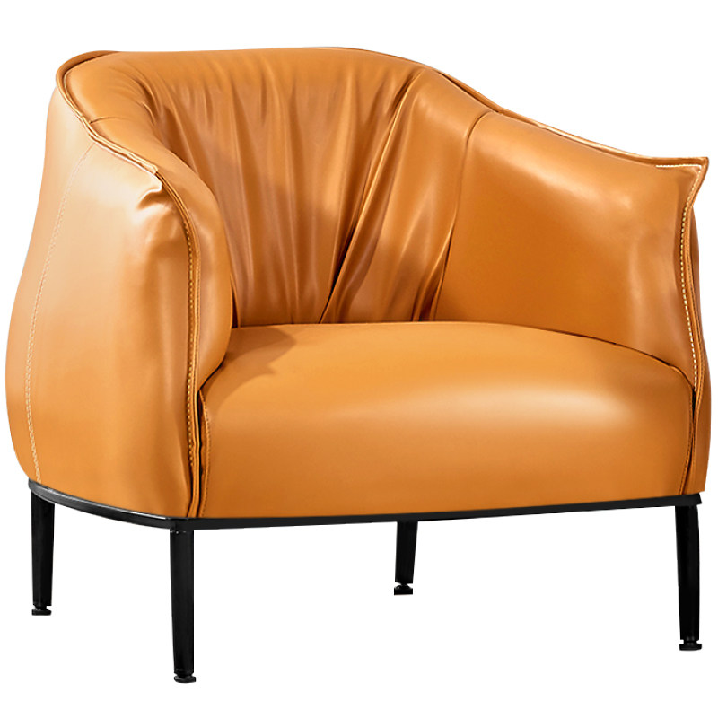 北欧皮质皮艺简约现代老虎椅客厅单人整装简欧单座真皮沙发椅子_不