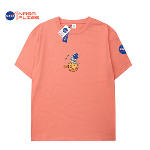 NASA宇航员印花美式短袖T恤男夏季潮牌宽松情侣半袖男旗舰店官网