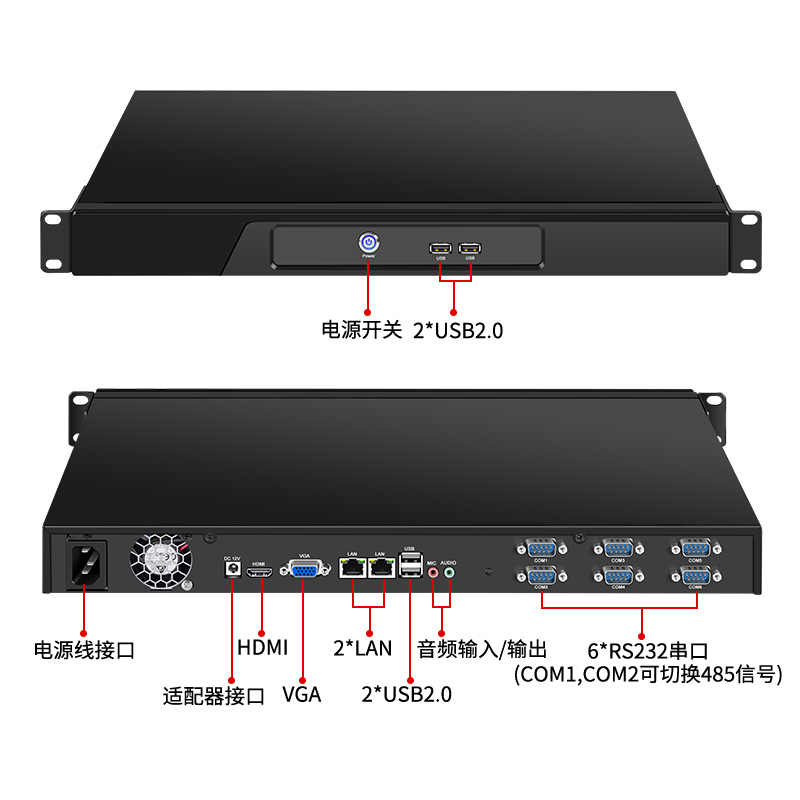 倍控1U三代工控机机架式微型服务器