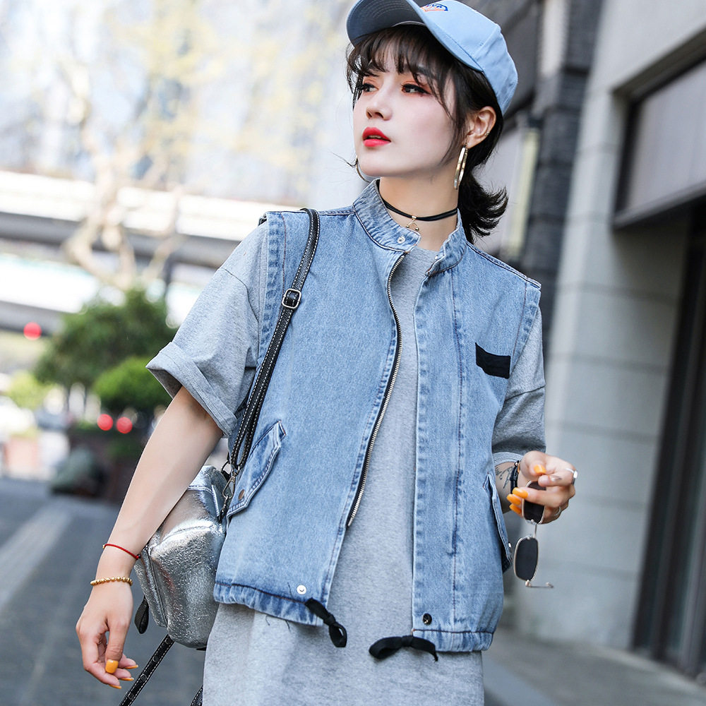 特价成人牛仔马甲_牛仔背心女外穿马甲女成人2019春秋季新款韩版休闲