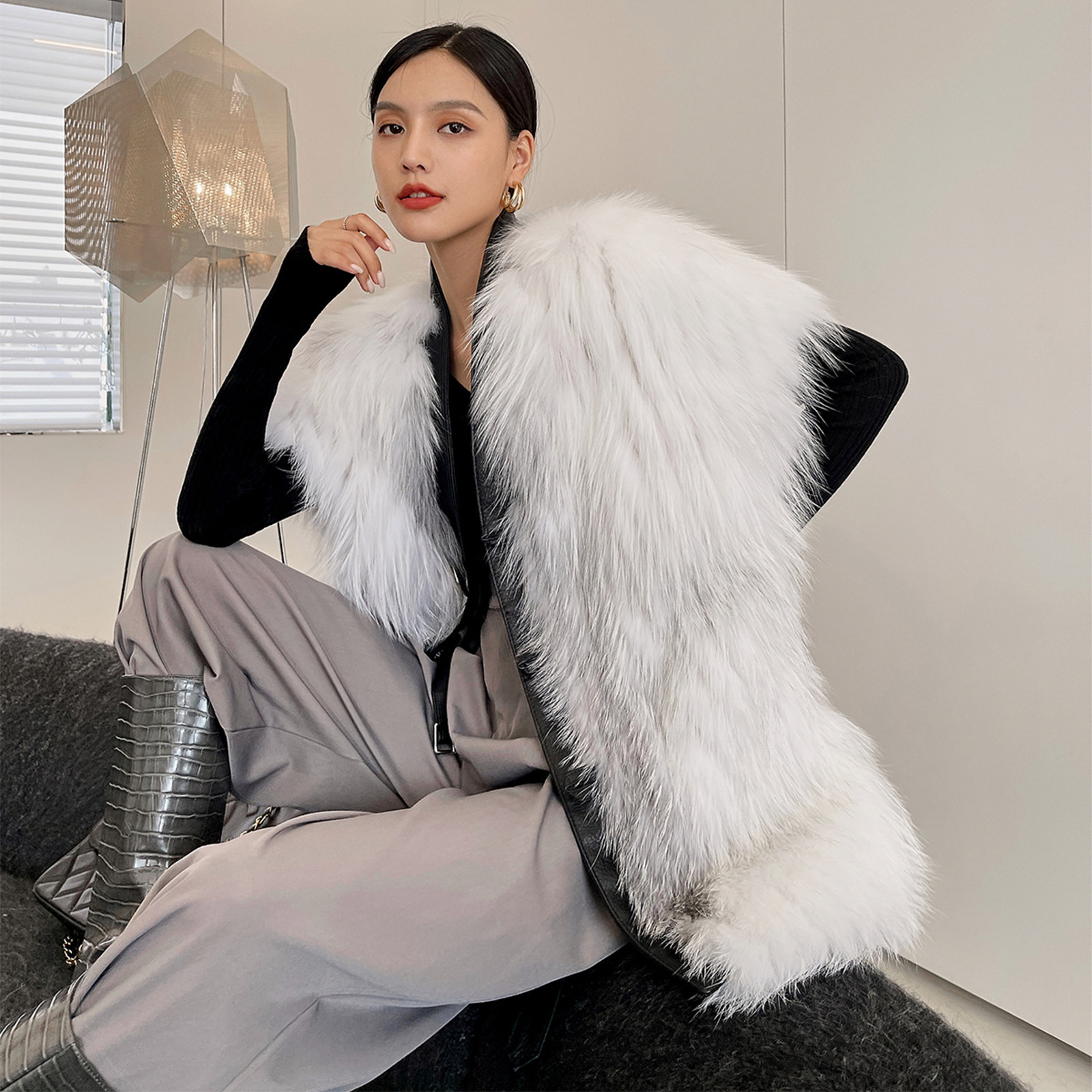 进口狐狸毛马甲