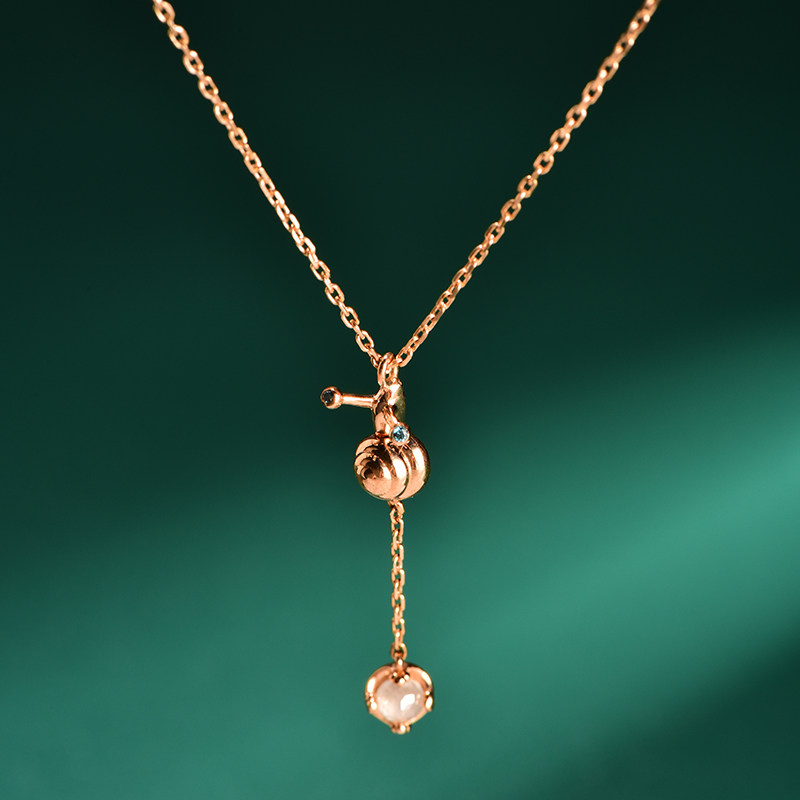 韩国正品14k黄金项链女轻奢新款潮个性可爱蜗牛玫瑰金彩金锁骨链