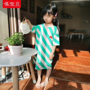 自带呼吸孔的纯棉睡裙 女孩夏季女童吊带连衣裙家居服空调房睡衣