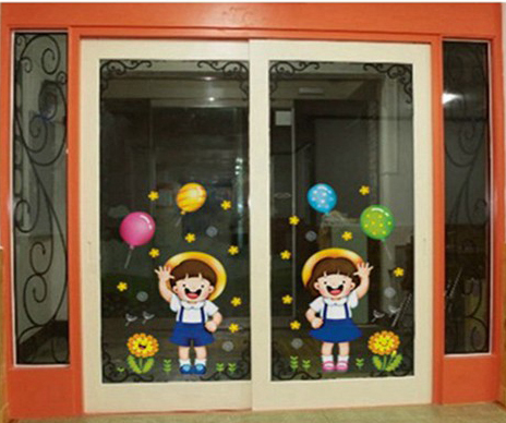 包邮进口大型环保双面玻璃贴画幼儿园教室门窗户环保装饰卡通墙贴