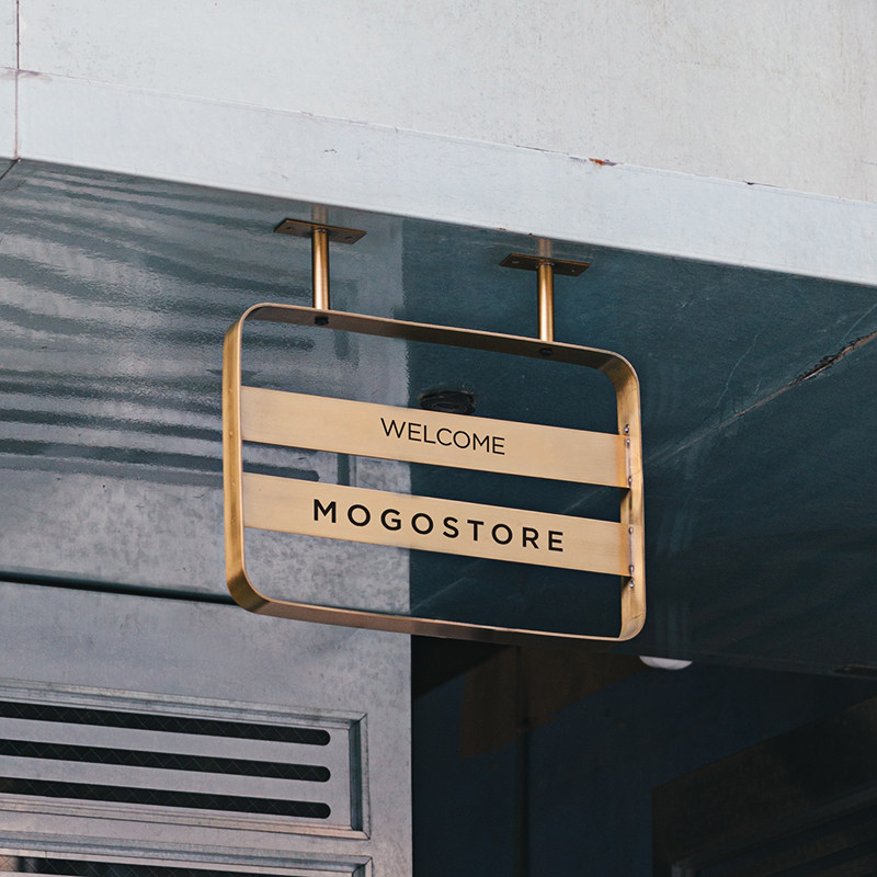 蘑菇空间 复古工业风方形挂牌 咖啡馆 酒吧 不锈钢镀钛悬挂导视牌