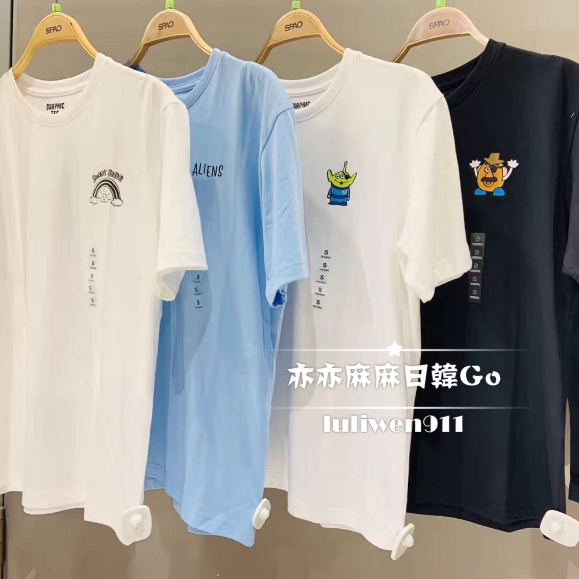 亦亦麻韓國明洞代購SPAO聯名玩具總動員男女情侶款短袖T恤三眼仔在類目 男裝, T恤中 - 來自Buy2taobao.com提供專業的淘寶代購服務