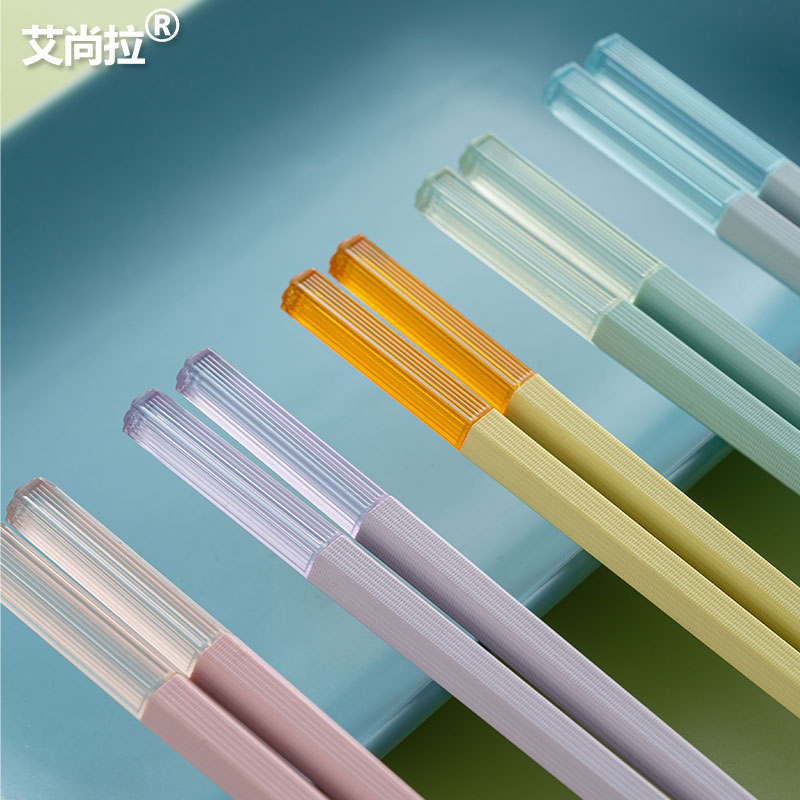 艾尚拉水晶六角合金筷高颜值一人一筷分餐筷国潮风创意马卡龙纯色