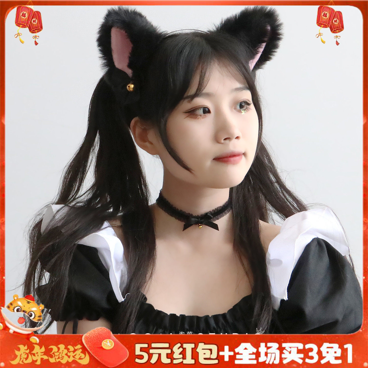 猫耳朵发箍女可爱甜美网红直播cos狐狸猫咪头箍日系发夹兽耳发饰