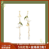 原创设计风铃花朵超仙925银针耳钉森系百搭耳饰耳环无耳洞耳夹女