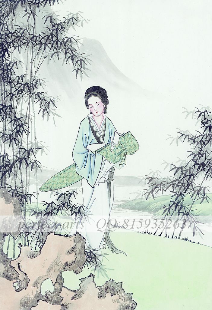 装饰画高清印刷喷绘油画无框画茶馆棋室挂画壁画古代仕女图系列13