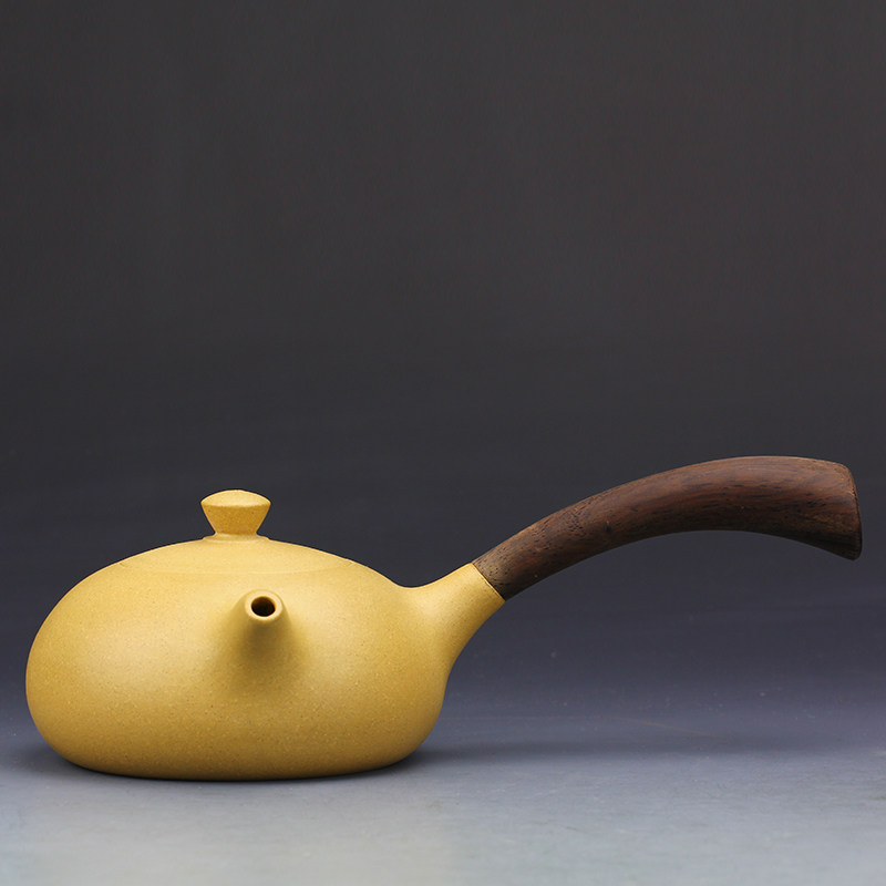 实力派陶艺家 万琴 全手工精品【唐羽】原矿紫泥 高档黄花梨壶把